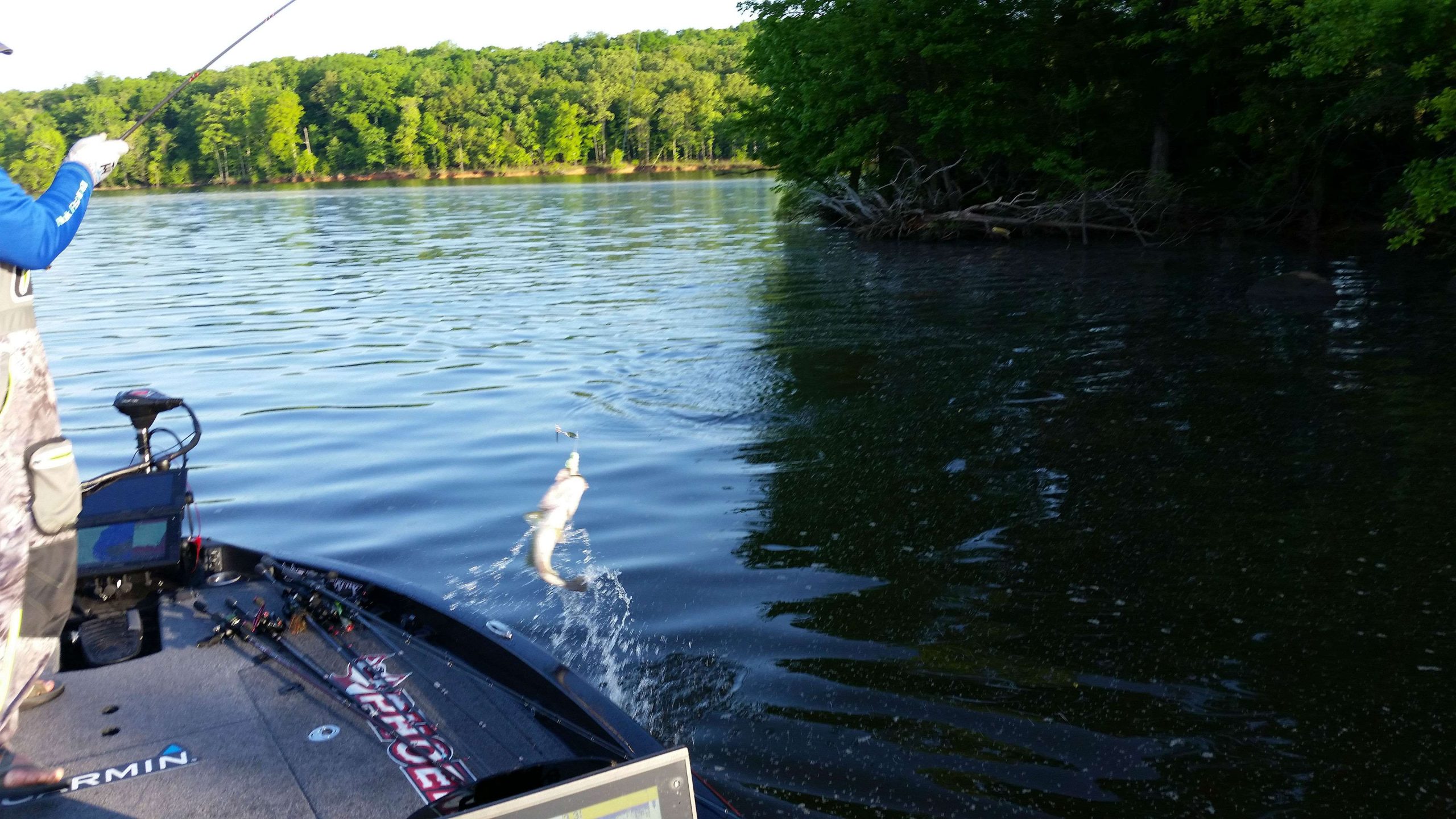 Greg Hackney flips his first of the morning in the boat.

