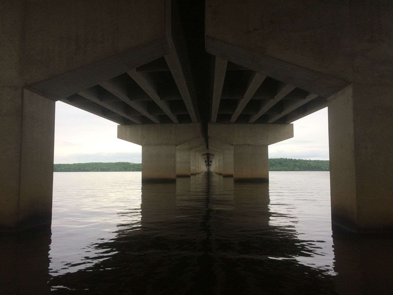 Fishing under a bridge can be a unique perspective.