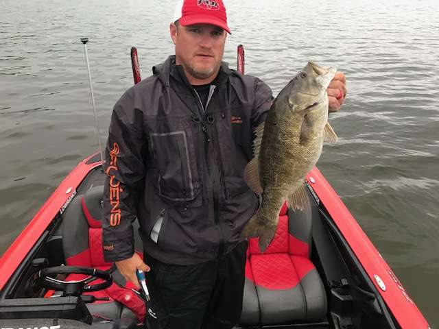 Hank Cherry pulls in a nice smallmouth.