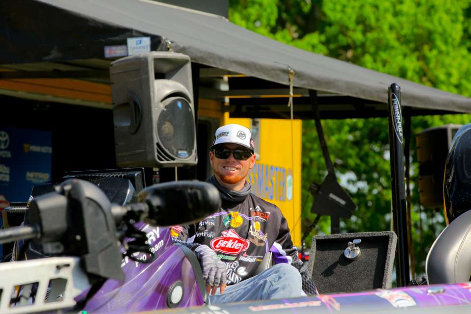 Josh Bertrand waiting to roll in to the final weigh-in of the 2018 Berkley Bassmaster Elite at Kentucky Lake presented by Abu Garcia.