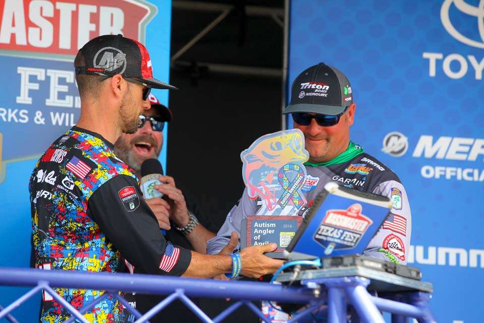 Fred Roumbanis takes home the Autism Awareness Angler of the Month trophy.
