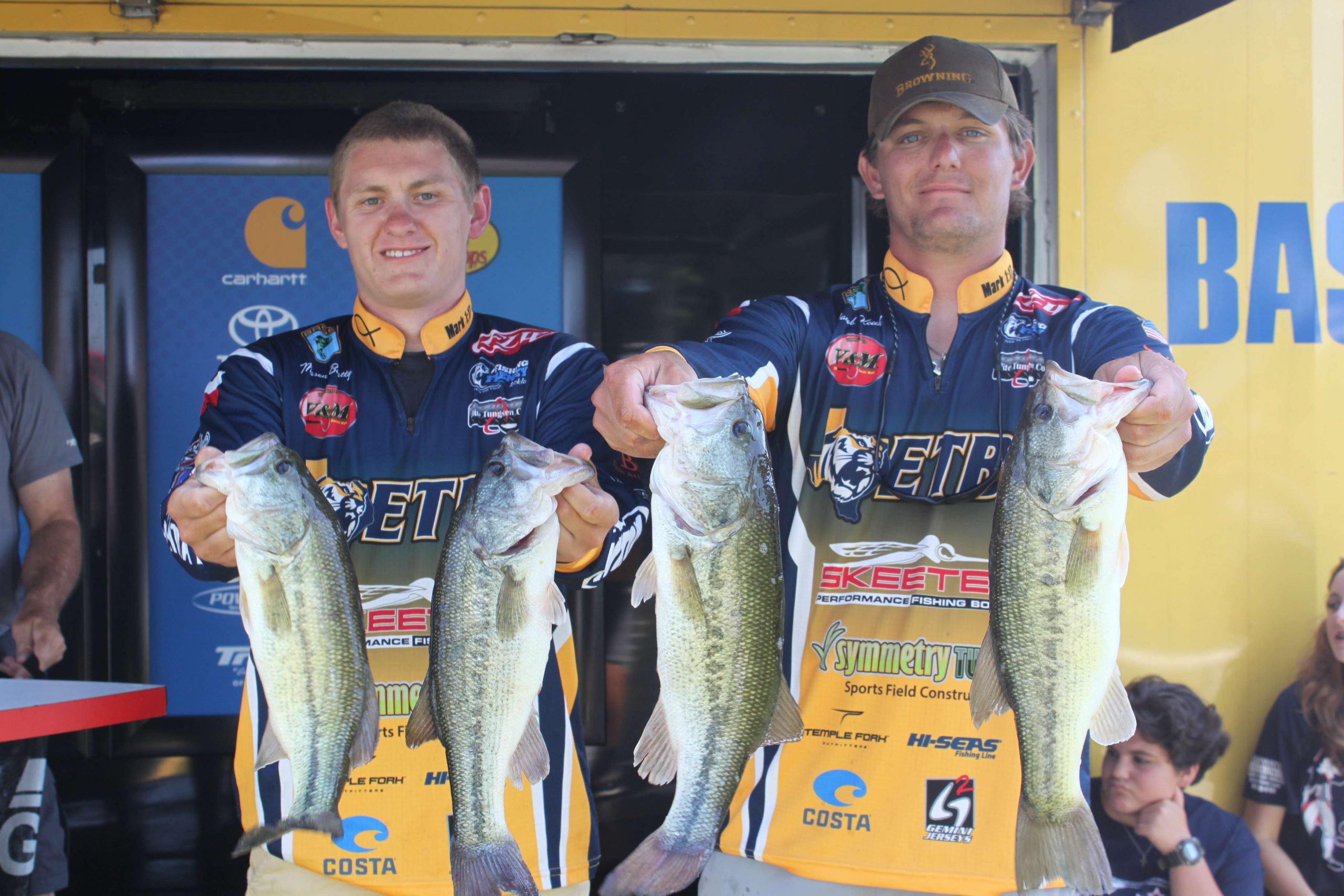 Jacob Keith and Mason Beatty of East Texas Baptist University are sitting in a tie for 32nd place with a limit of 12-12.