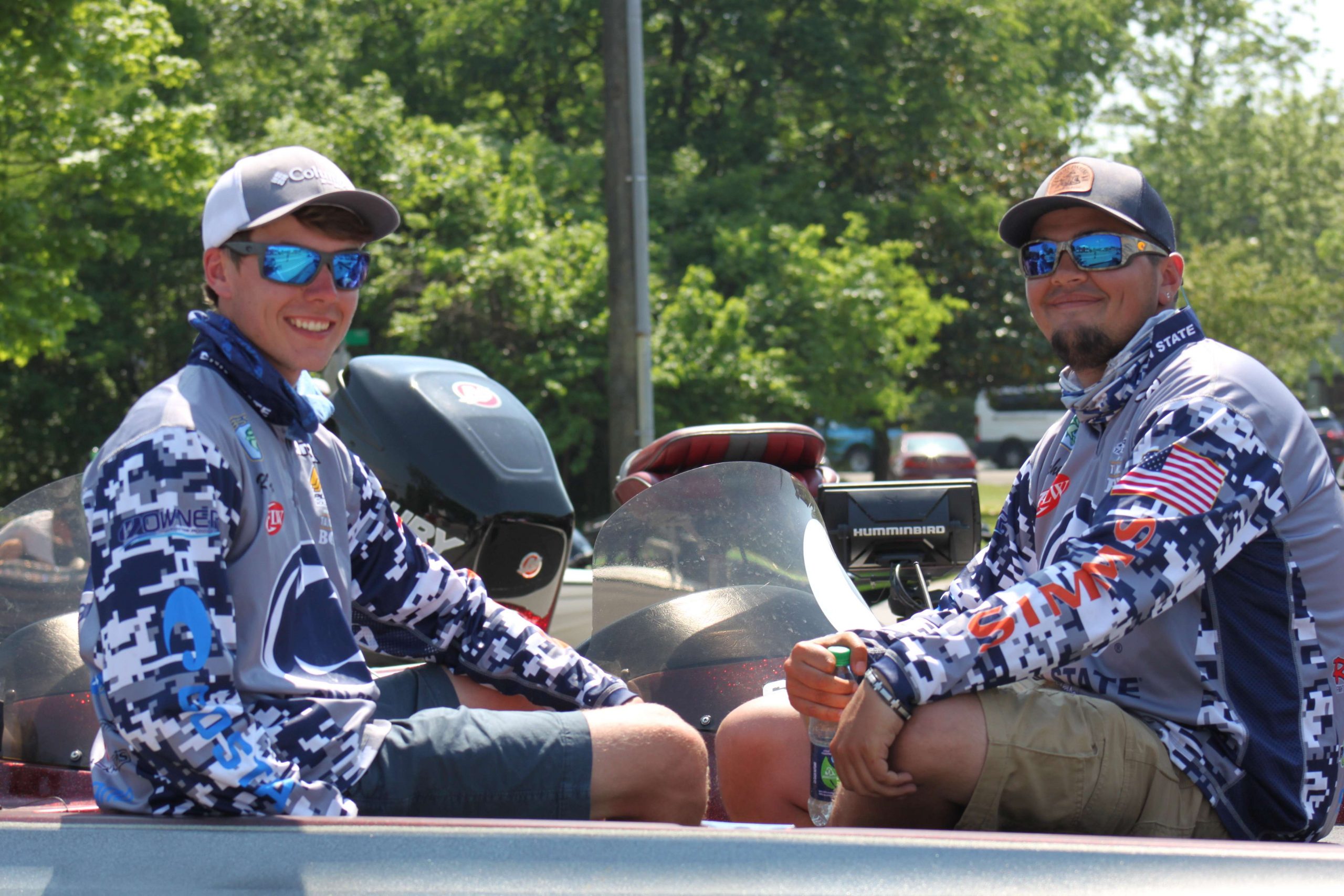 Thereâs Stephen Jesso and Ryan Fox of Penn State taking a breather after a long, hot day on Cherokee Lake.