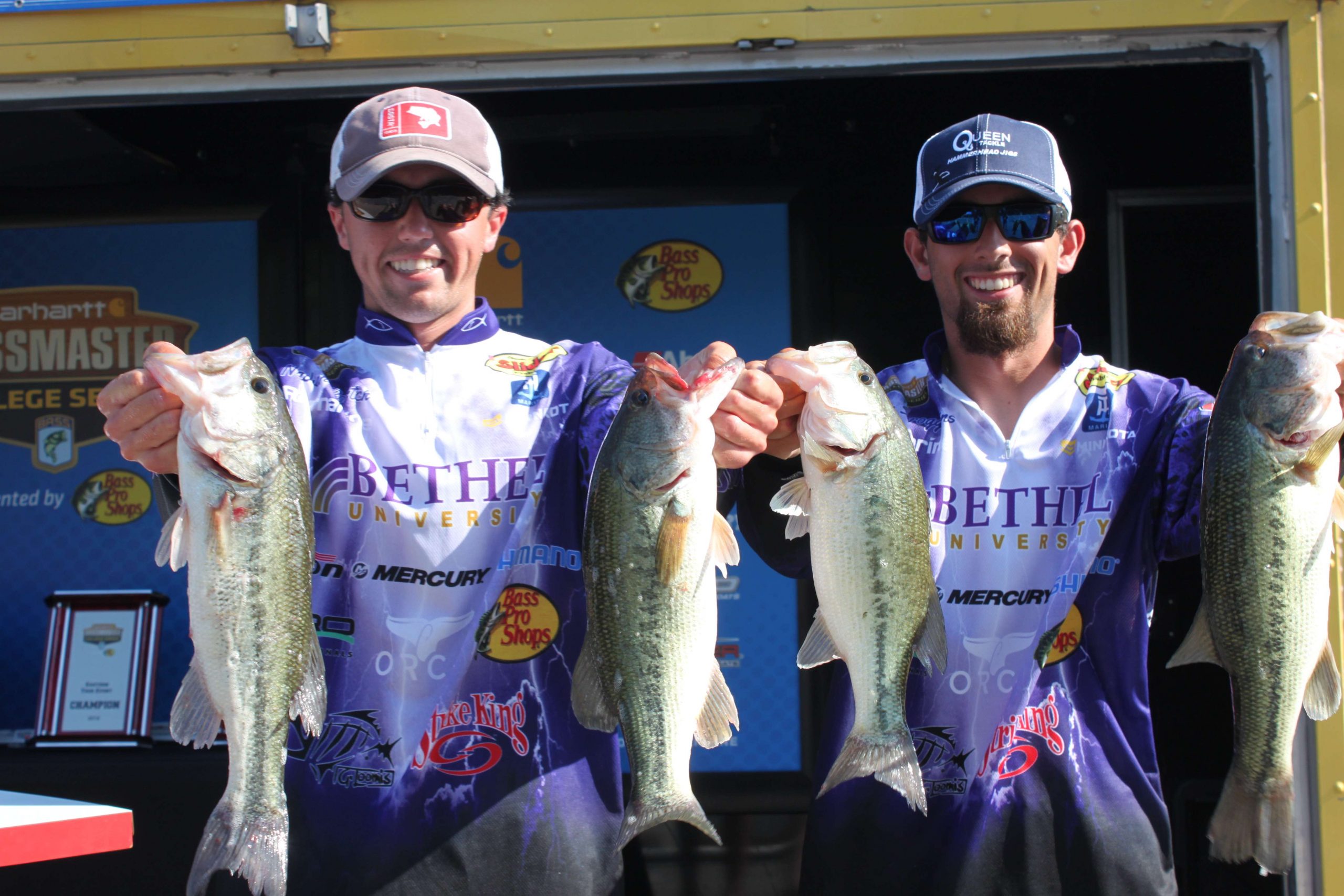 Scroggins and Portch display their Day 3 catch. They wound up in third place overall with a three-day total of 41-2.