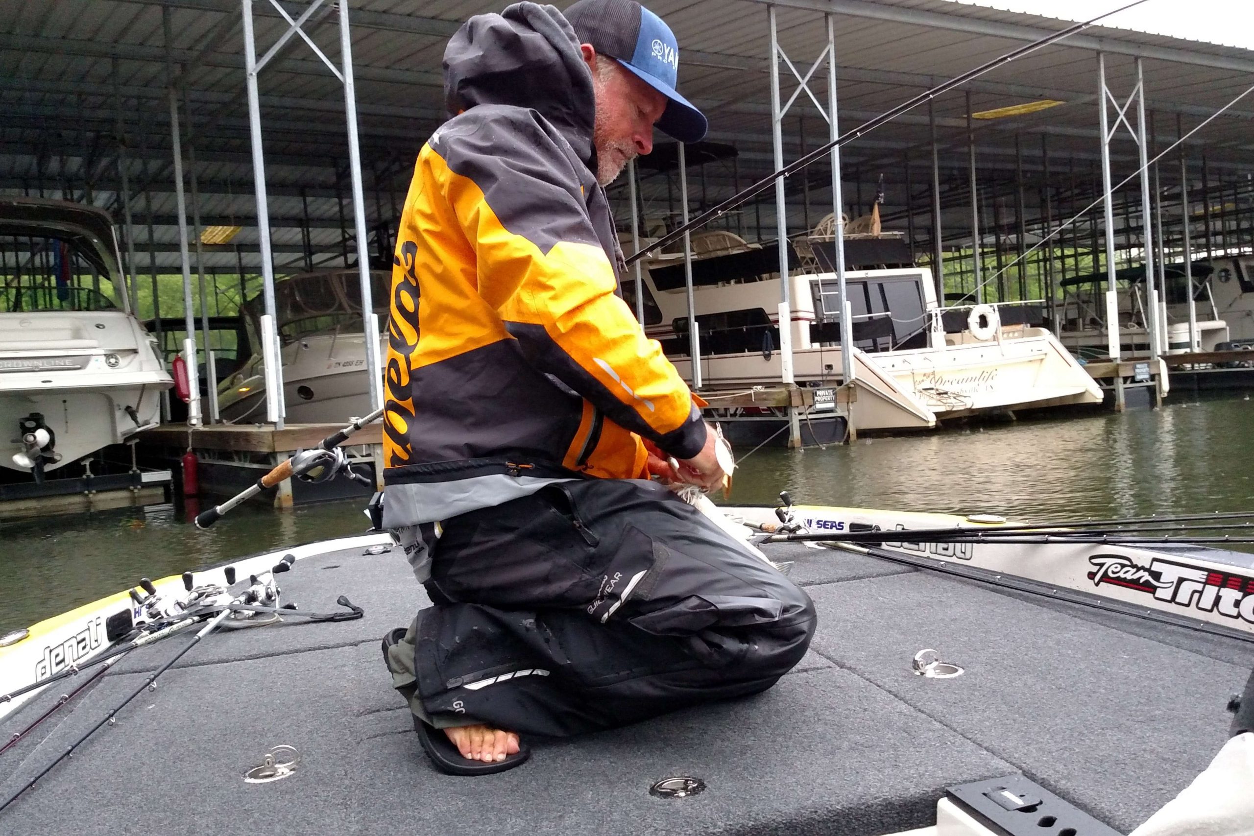 Jeff Kreit is off to a fast start, first cast and a keeper is in the boat.