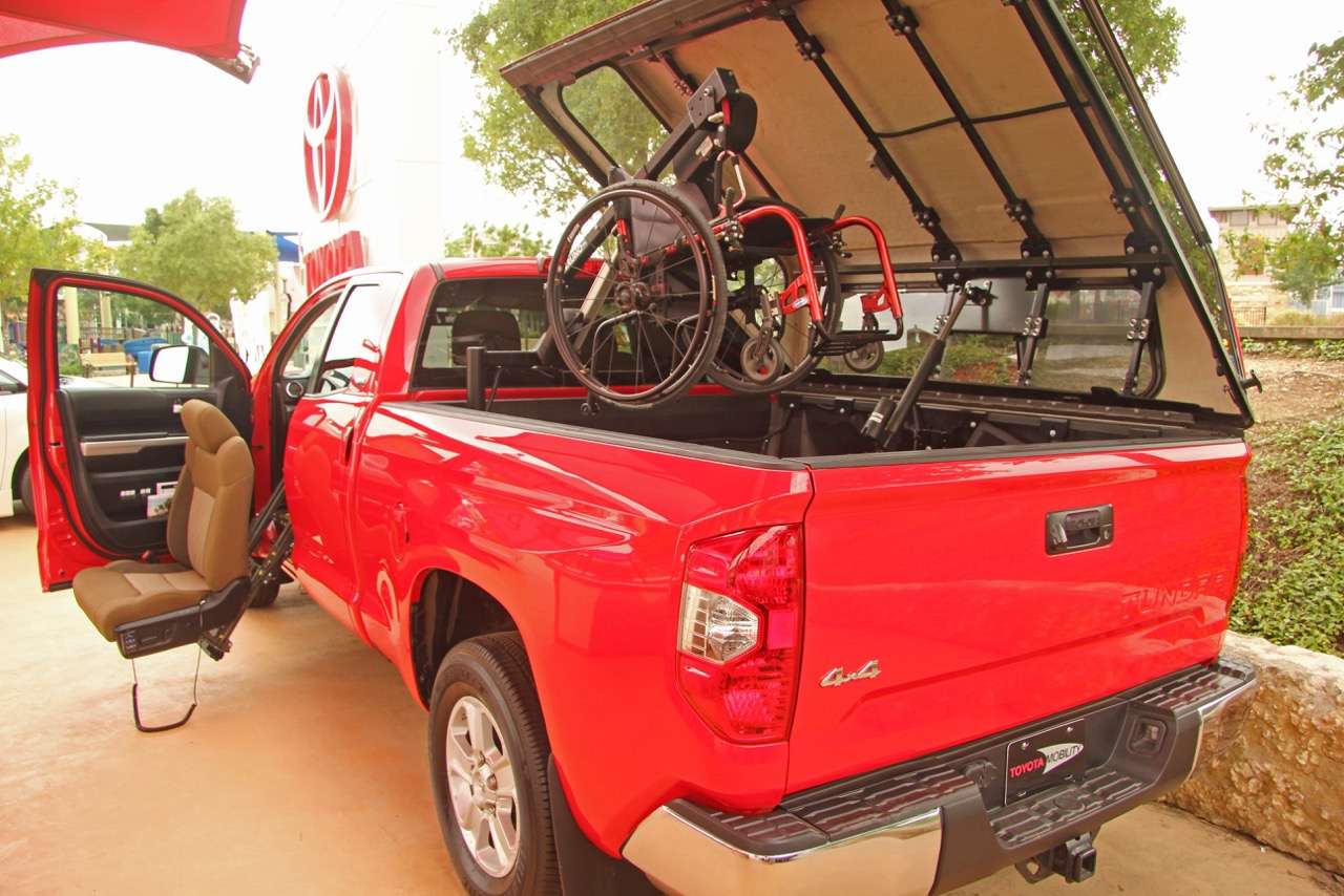 Toyota has a full range of mobility solutions, including the industry-first factory installed, power rotating lift-up Auto Access Seat, and wheelchair-accessible vehicles that were on display at Morganâs Wonderland. 