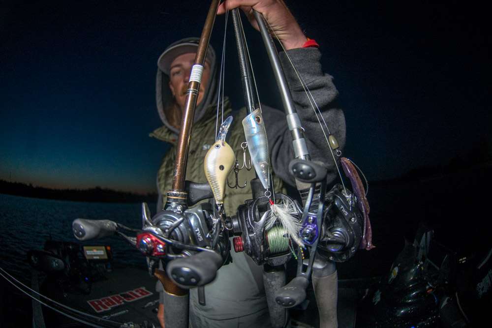 To finish fifth Seth Feider relied primary on a trio of lures to cover the water column. For deeper fish he used a Rapala DT6 crankbait. For bedding bass he used a 4-inch BioSpawn Lure Company Vile Craw with 4/0 VMC Heavy Duty Wide Gap Hook and 3/8-ounce WOO! Tungsten Weight. 