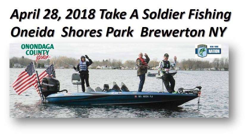 NY B.A.S.S. Nation held its 10th annual âTake A Soldier Fishingâ event  at Oneida Shores in Brewerton, NY.  Over 100 soldiers from Ft. Drum, 86 Boaters from the NY Bass Nation, and many volunteers made this possible.