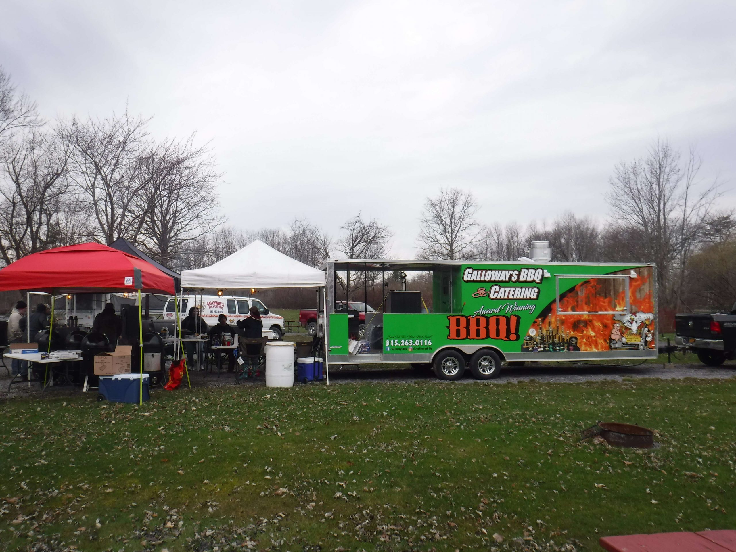 A group of BBQ cooks that compete various competitions donated their time and equipment. They came in and cooked the meat.