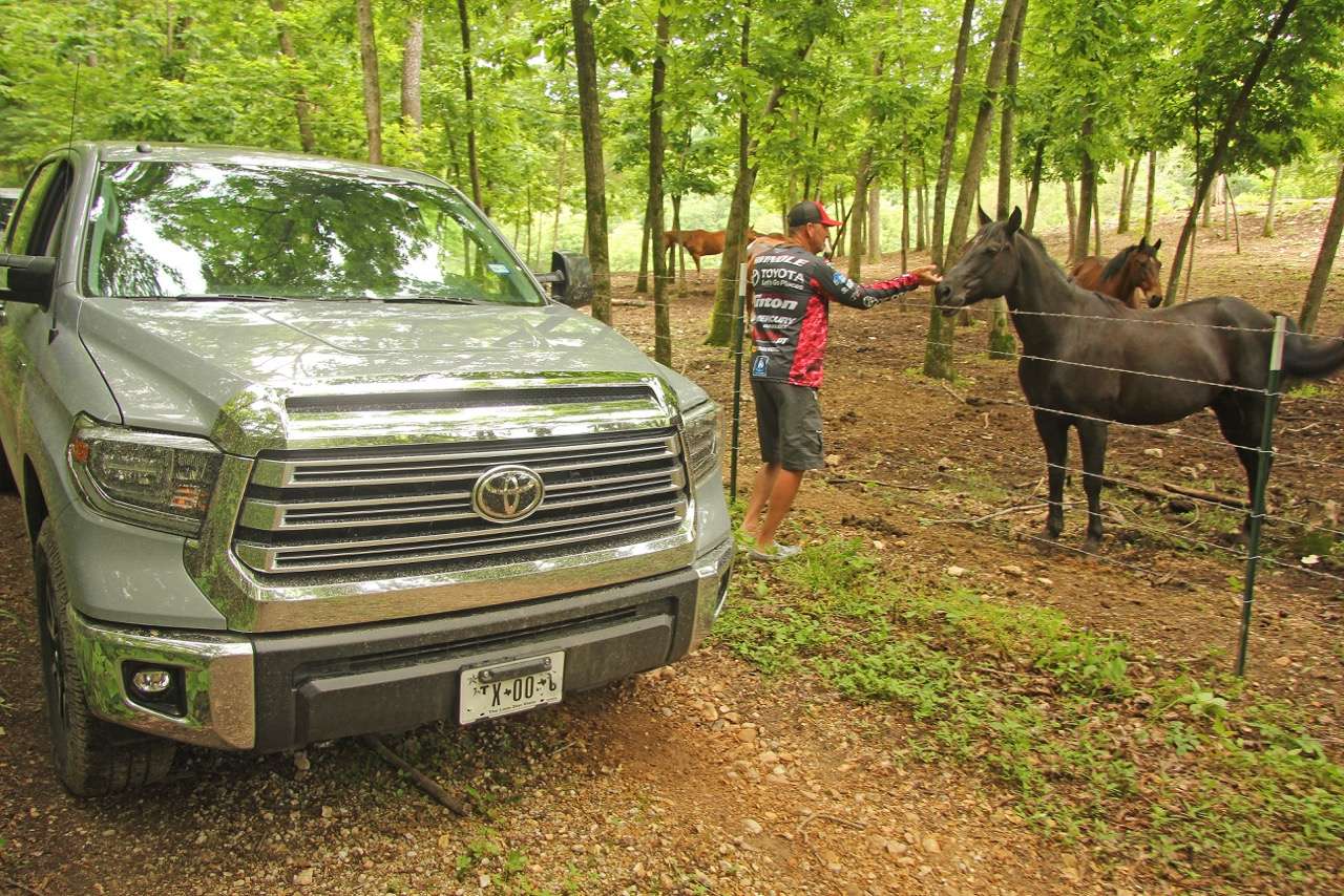Always prone to horse around a little, Swindle takes great pride in the 381HP his Tundra features.