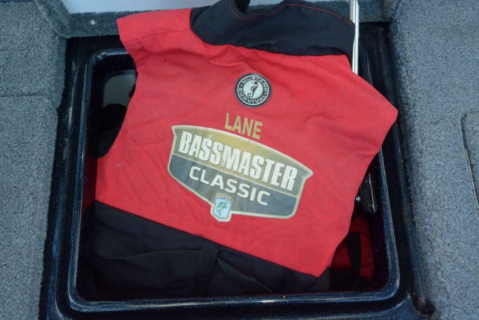 Functional nostalgia is stored in the compartment behind the driver seat. Laneâs best guess is this personal flotation device was worn in one of his first Classics. âI like the option of using a full PFD and the newer inflatable vests.â 