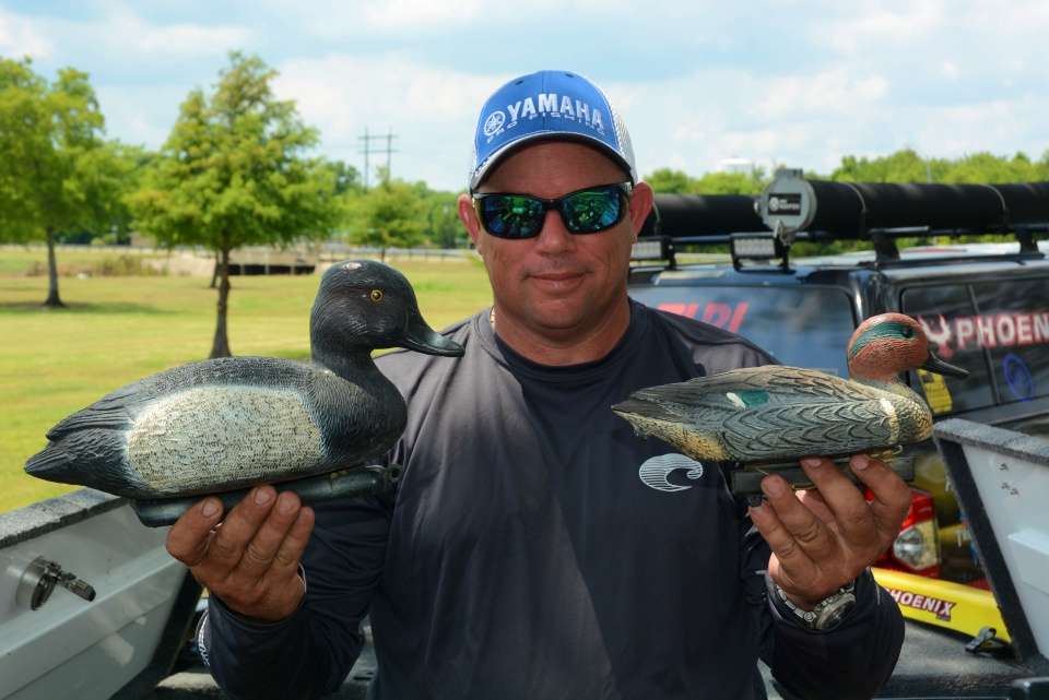 Lane found these decoys floating in Lake Kissimmee at the Bass Pro Shops Southern Open held in January 2018. âThe Opens begin early, during duck season, and I normally do well in those events, so Iâm constantly on the lookout for floating decoys.â The good-luck charm worked. Lane won the tournament on his home lake. 