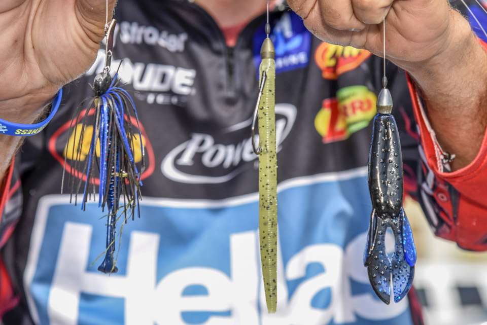 <b>Wesley Strader</b><br> To finish 12th Wesley Strader used soft plastics and a bladed jig. That choice was a 3/8-ounce Z-Man Chatterbait with 3.5-inch Zoom Z Craw Jr. for a trailer. He also used a 4-inch Zoom Z Hog and 6.25-inch Zoom Fluke Stick. He rigged those to 1/4- or 3/8-ounce Reins TG Tungsten Slip Sinkers and a 5/0 TK130 Lazer Tokar Flippin Hook. 