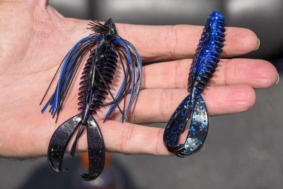 <b>Casey Ashley</b><br>
To finish ninth, Casey Ashley used a swim jig and Texas-rigged soft plastics. The 1/4- and 3/8-ounce Greenfish Tackle Swim Jig, rigged with 3-inch Zoom Fat Albert Grub was a top choice. So was a Texas-rigged 3.5-inch Zoom Z Craw Jr., 3/0 Mustad Denny Brauer Grip-Pin Max Flippinâ Hook, and 3/8-ounce weight. 
