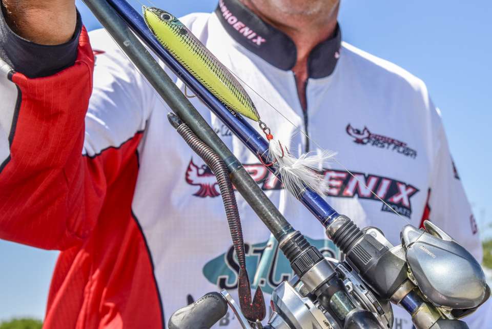 A Heddon Zara Spook produced topwater strikes. Clouse also used a 6-inch Zoom Ultra Vibe Speed worm, rigged to 3/0 or 4/0 hooks and 1/4- or 3/16-ounce weights. 
