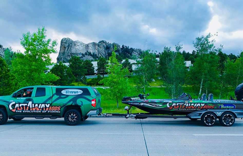 Inside the Park is Mt. Rushmore, and Marty just had to get a shot of his rig with the national landmark in the background. âMount Rushmore wasnât really on the way to Lake Oahe, but it was close enough! South Dakota is amazing!!â Just wish he would have gotten closer.