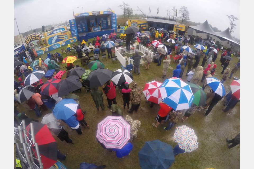 Fans still came to the Day 3 weigh-in even though they had to trudge through inches of standing water. The rain might have kept enough away to prevent another record crowd.