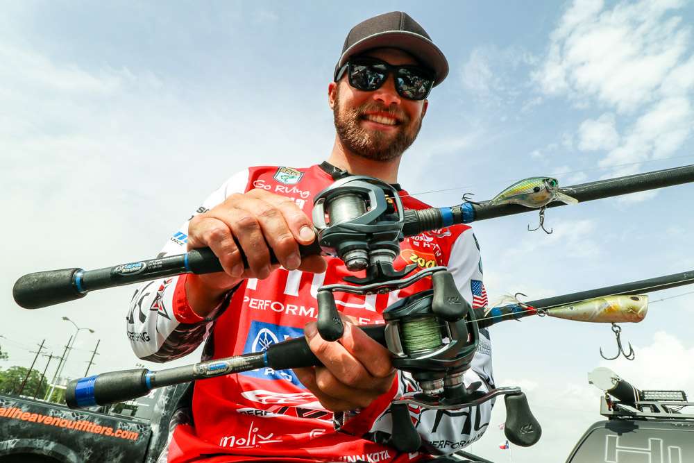 Palaniuk also used this 1/2-ounce Storm Arashi Cover Pop for topwater action. For deeper fish he used a 2-inch Rapala Balsa Xtreme BX Brat Square Bill Crankbait, designed to run 3-feet deep.  