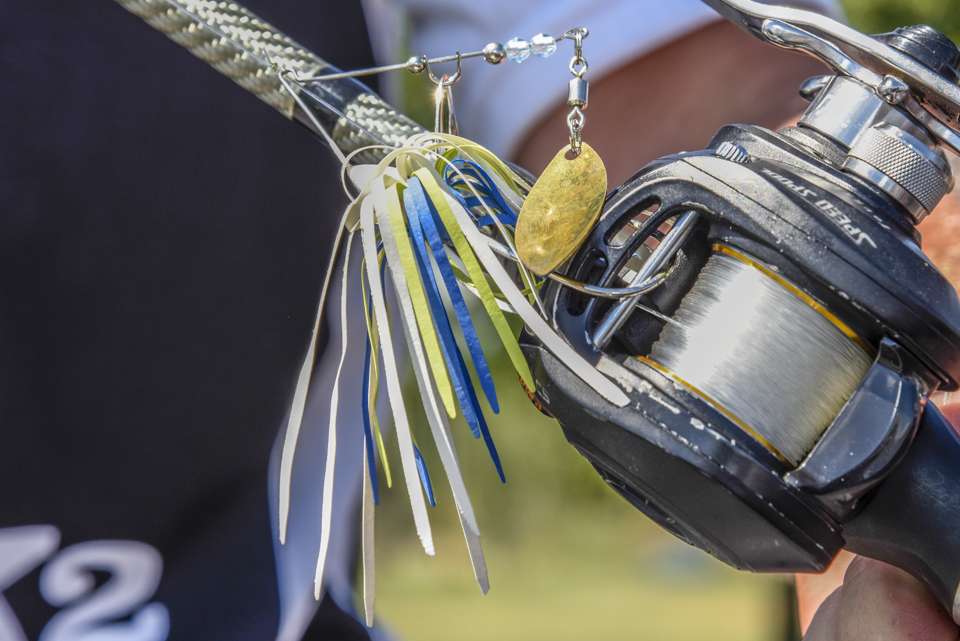 A 1/4-ounce V&M Spinnerbait with rubber skirts was a top choice. 
