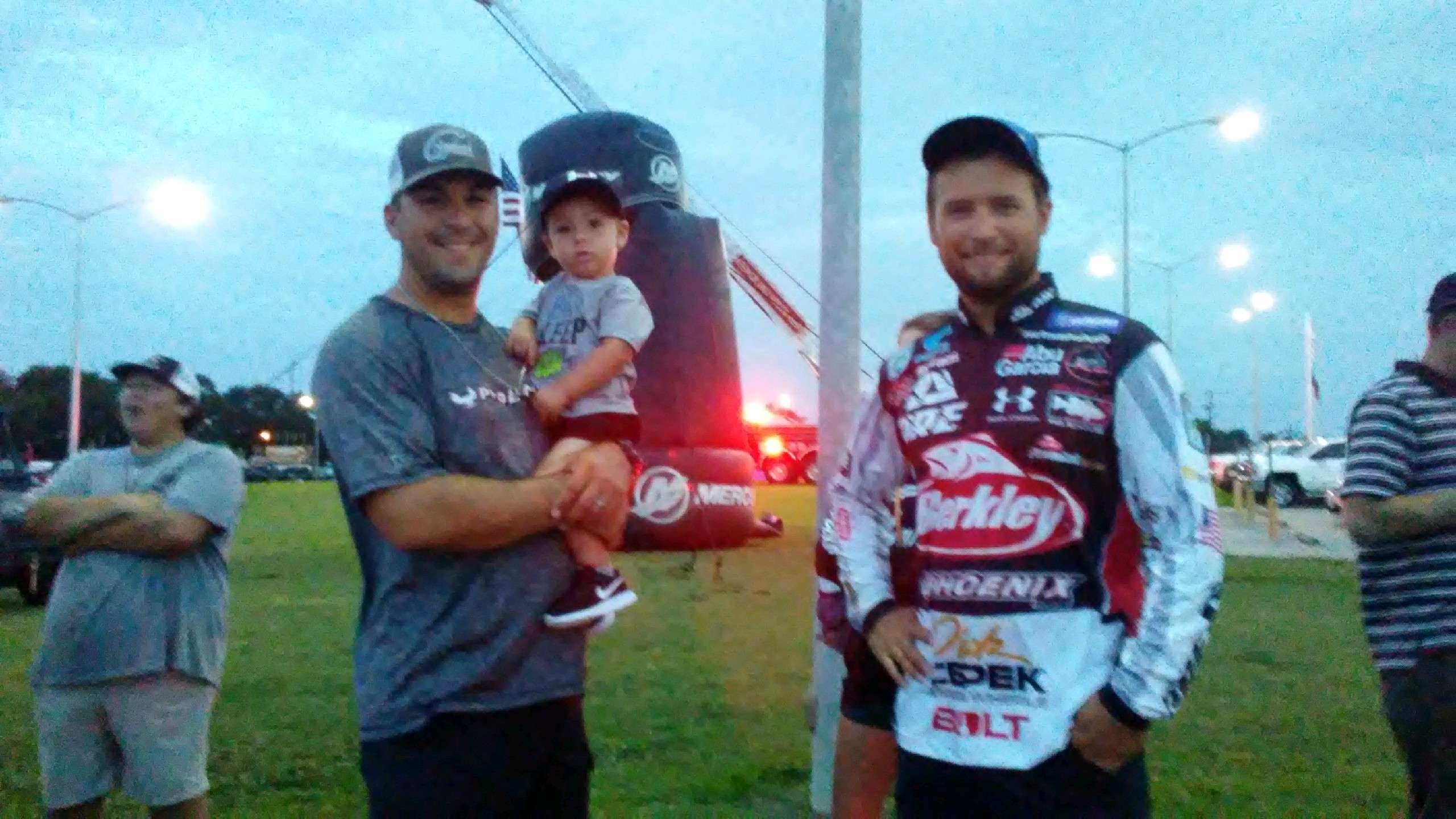 Justin Lucas with local stick, Justin Royal, who landed a 9.73 lb bass here on the Sabine back in March.