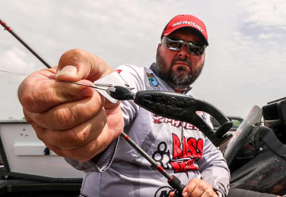 <b>Greg Hackney</b><br>
A topwater frog and buzzbait were key lures used by the winner. A Strike King Hack Attack Select ToadBuzz was top choice. âThe frog made it more buoyant and I could fish it slower, barely turning the reel handle to keep the bait on top,â he explained. For short strikers he added a trailer hook. 
