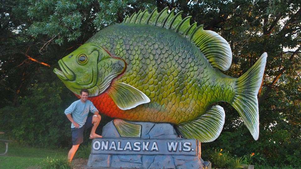Apparently up north there are giant fish statues almost everywhere. Just north of La Crosse is Onalaska, the Sunfish Capital of the World. This 15-foot high, 25-foot long statue is Sunny, the guest of honor at the annual Sunfish Days. Go look around and see if you can also find the statue of Native Americans playing lacrosse who welcome motorists to the city.