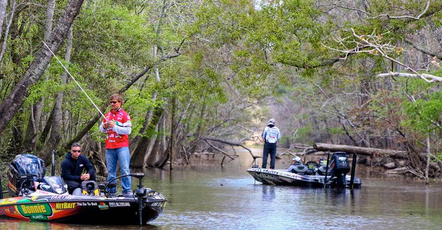 Even with its size, anglers often shared water in this event...