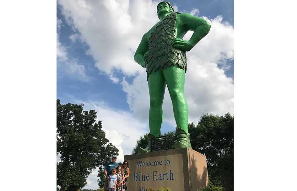 On the 530-mile trip from La Crosse to Pierre, S.D., the Kennedys made a few stops, one of which was at the Jolly Green Giant statue in Blue Earth, Minn. The 55.5-foot-high statue erected in 1979 was meant to draw visitors off the new I-90 that went around town. Still works. And eat your vegetables.