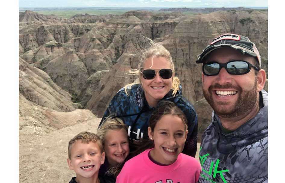 Ott and Jennie DeFoe also made some memories with their children, Abbie, Parker and Lizzie. Ott, who narrowly missed the Top 12 cut for the third time this season, overshot Lake Oahe by a couple hours to visit the famous Badlands and take shots with spectacular backgrounds like this.