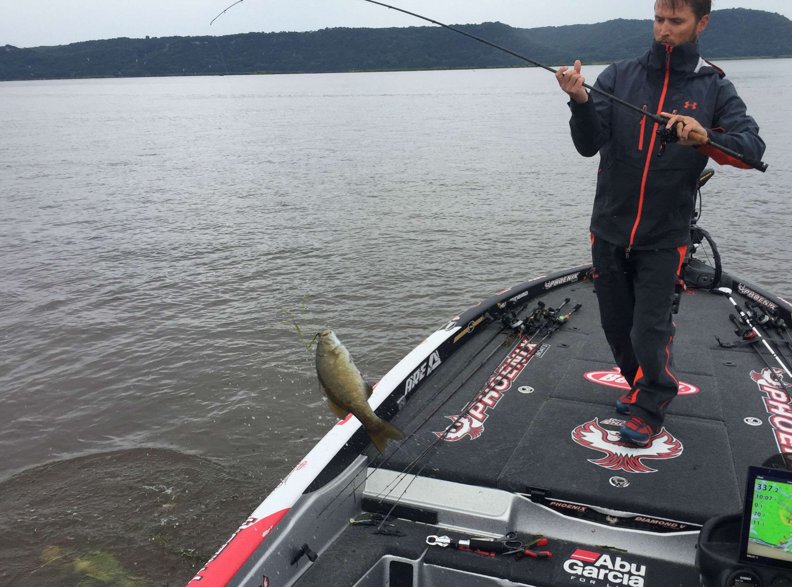 Justin Lucas culls up with a nice smallie. 