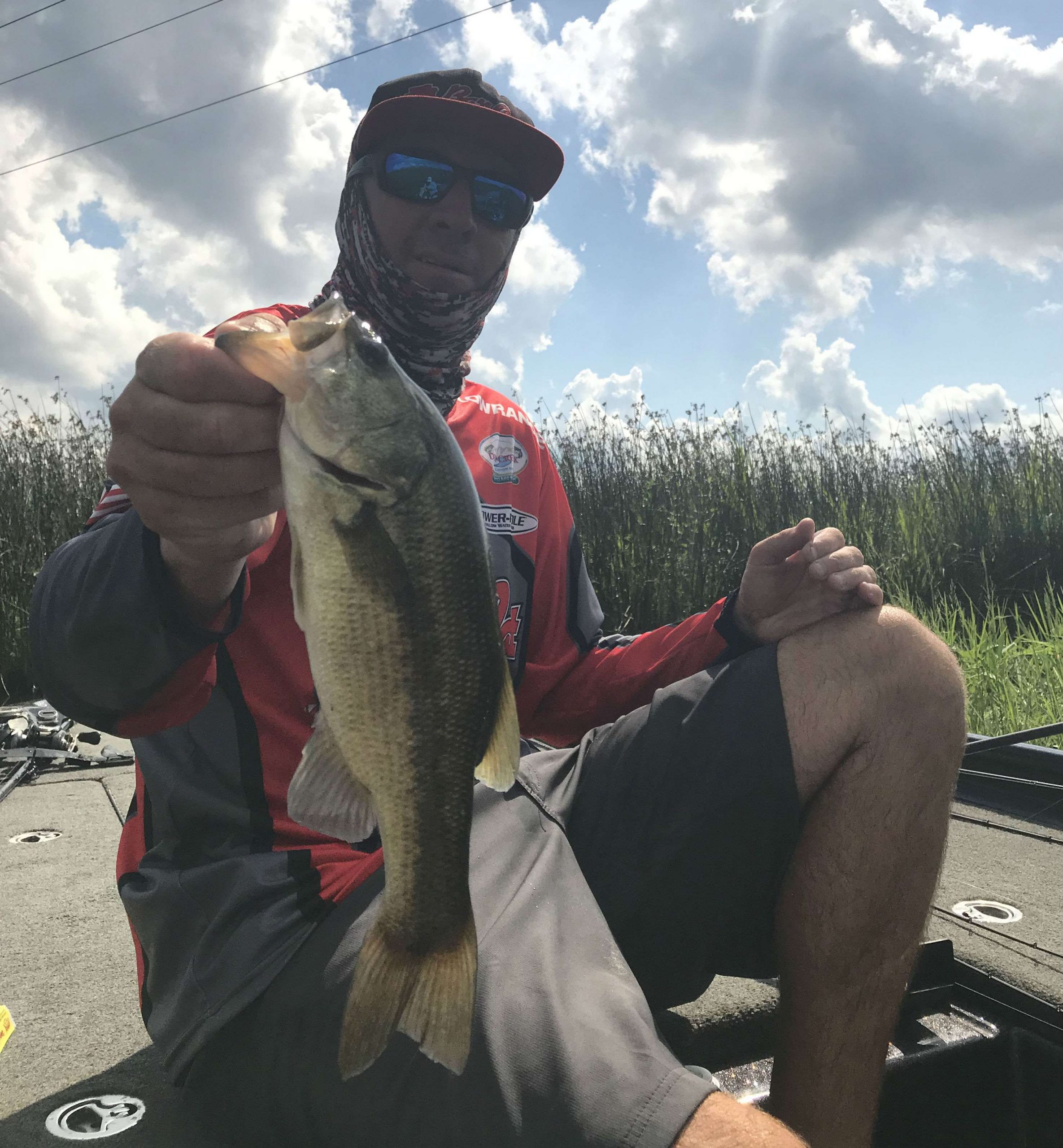 Darrell Ocamica has reached his bag limit of five bass! Now to catch that whopper and cull out the smaller ones in the livewell! 