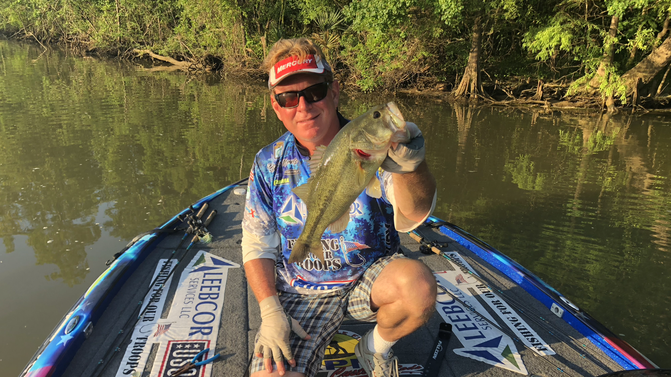 Rick Morris lands a solid Sabine bass for his first keeper of Day 1.
