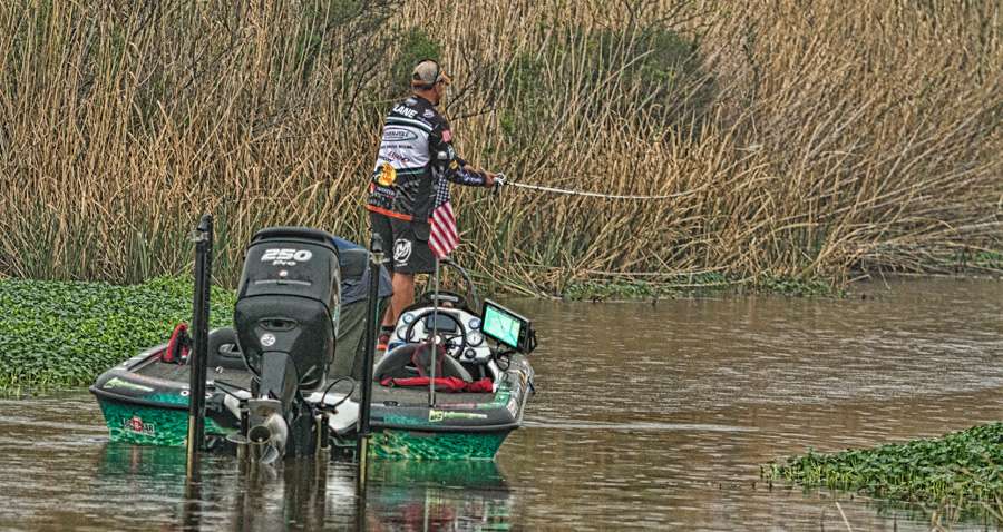 Lane would work the small ditch thoroughly, switching in a buzzbait and spinnerbait.