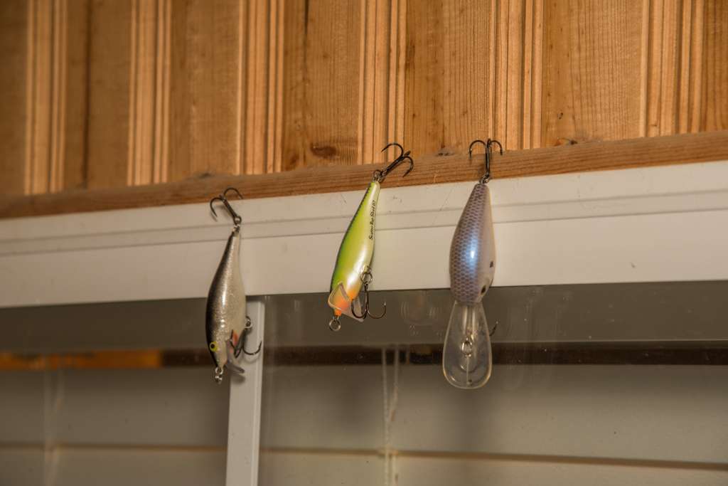  What do you do with extraneous crankbaits? Sumrall hung these three on the window sill.