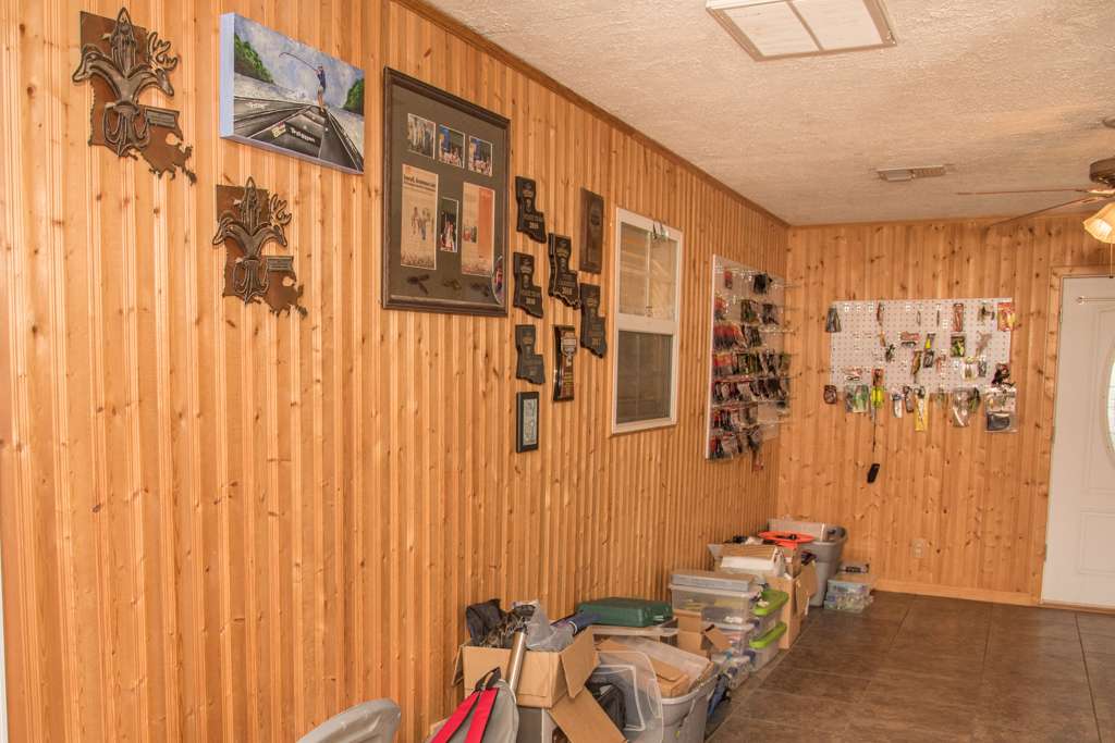 A newly minted Elite Series pro, Sumrall is still building his man cave. Some of his gear is in boxes along the wall.