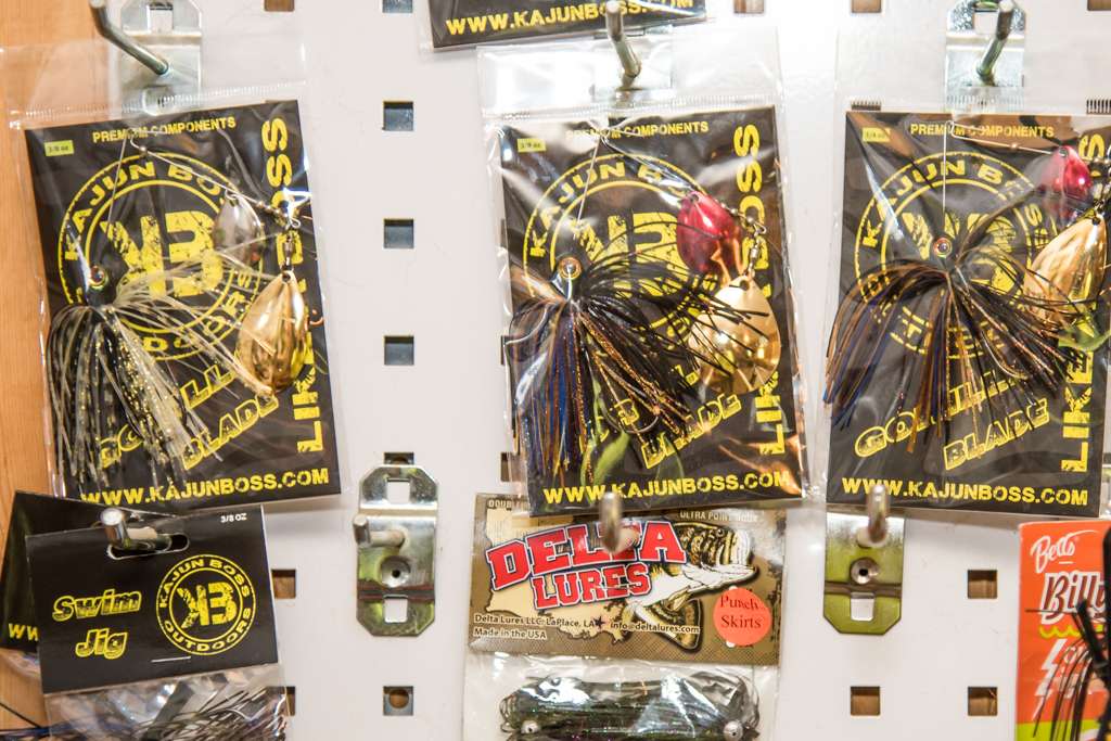 One of the pegboards is filling with Kajun Outdoors spinnerbaits. The local manufacturer jumped aboard Caleb Sumrallâs growing sponsor list ahead of the anglerâs 2018 Bassmaster Classic competition.