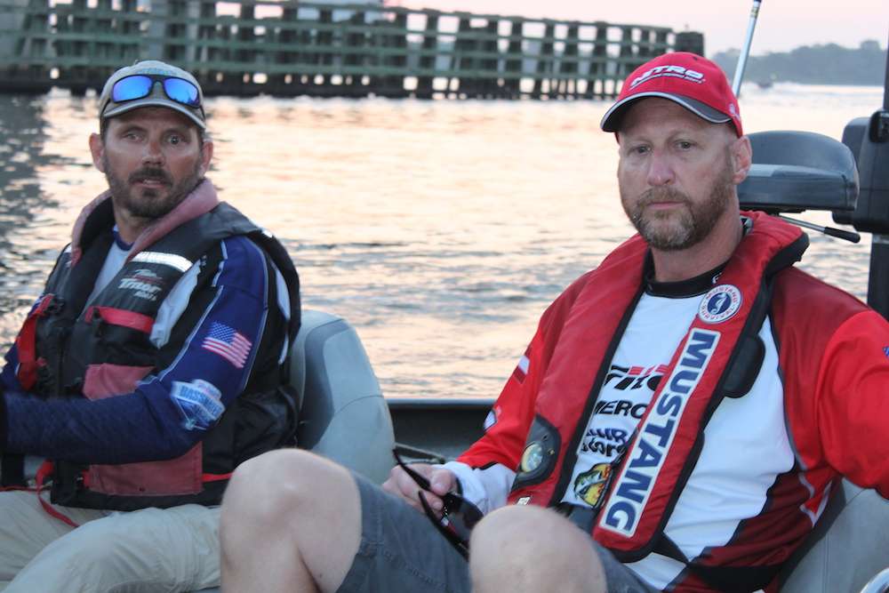 Eric Johnson of Massachusetts and Scott McNeely of Georgia make their way to the morning checkpoint.