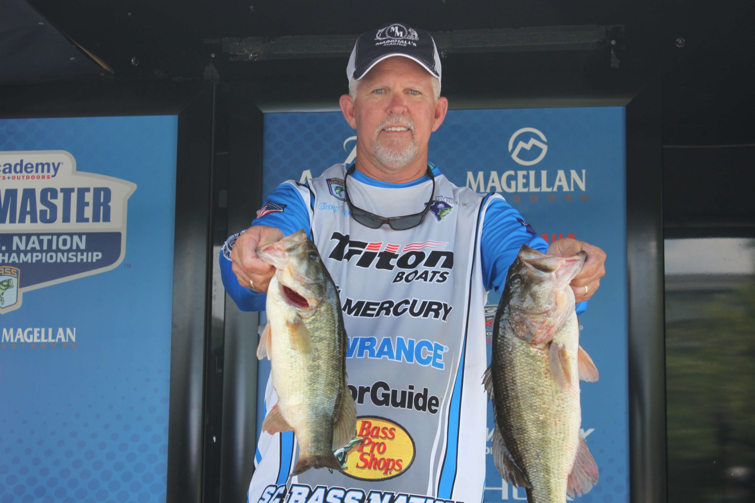 Gary Pope seized the Day 1 non-boater lead early in the weigh-in with a three-bass limit that totaled 10-4. Pope lives in Georgetown, and said he may be the only angler in the field with a true home-water advantage.