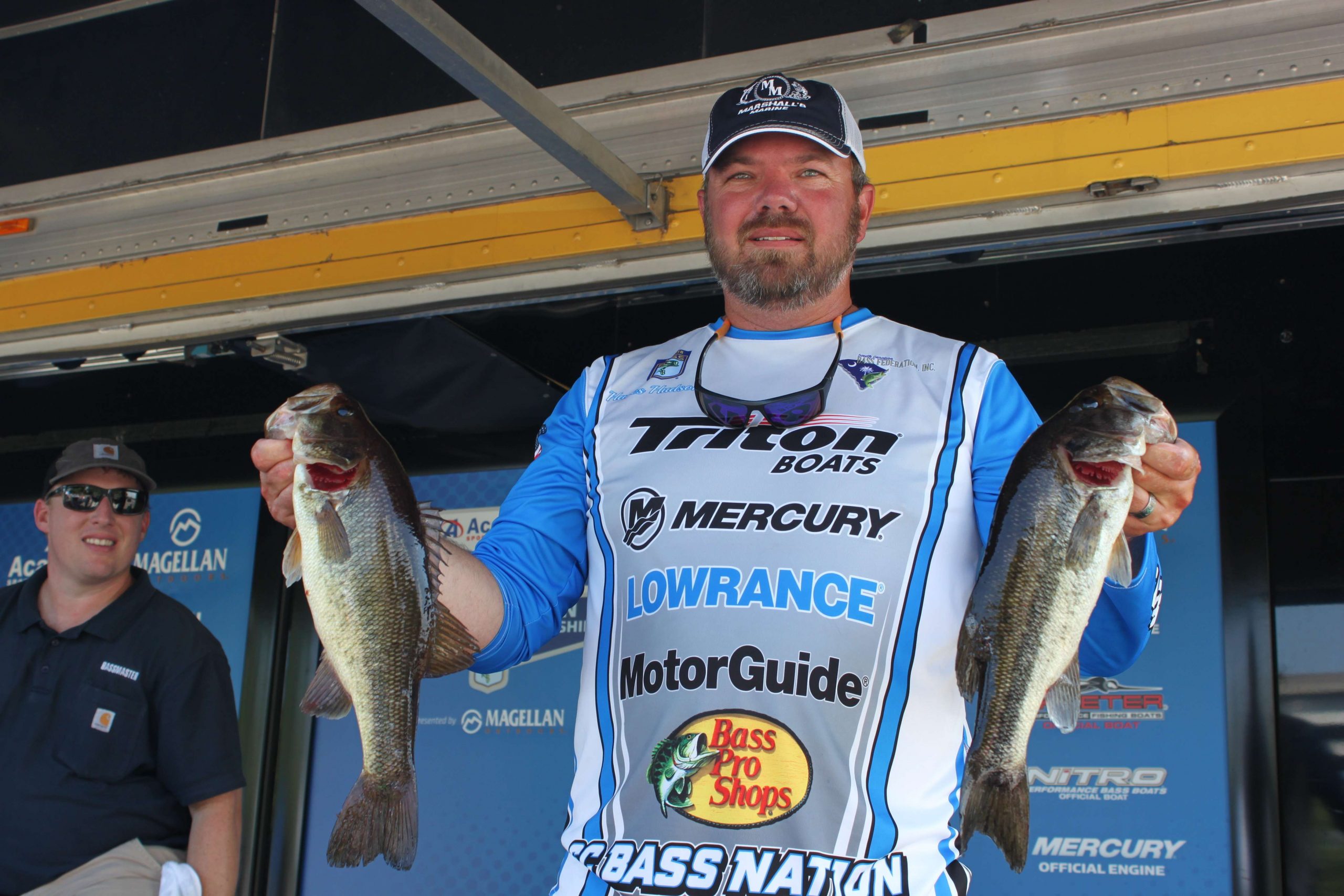 Hayes Hudson, who lives 40 miles from Georgetown in Conway, SC, is tied for seventh in the boater field with a limit weighing 9-14.