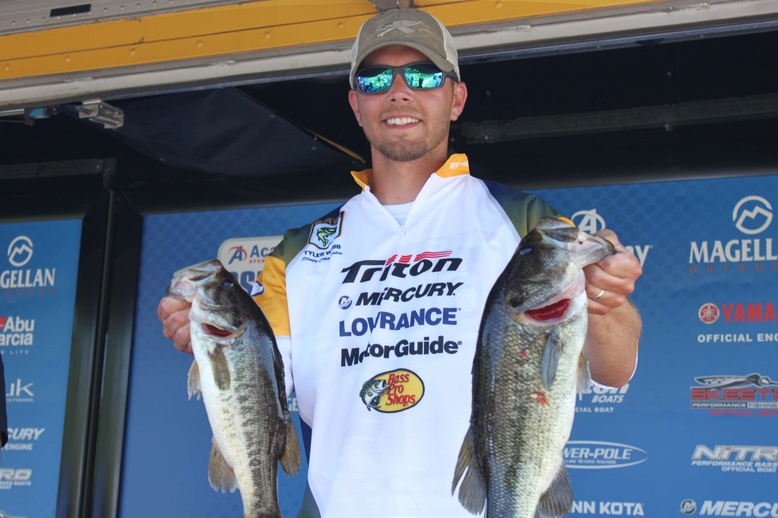  Tyler Webb of Team West Virginia is sixth among boaters with five bass weighing 10-11.