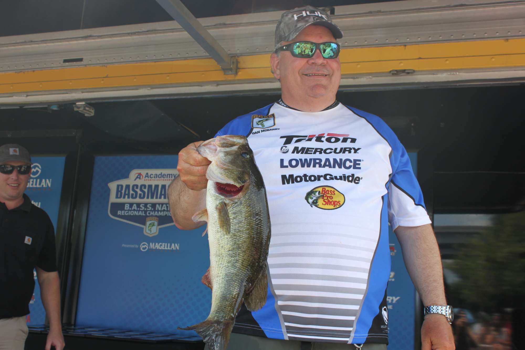 And Dan McGarry of Team New Jersey followed with this nice bass, which helped him survive the cut. He leads Garden State non-boaters here at Winyah Bay.