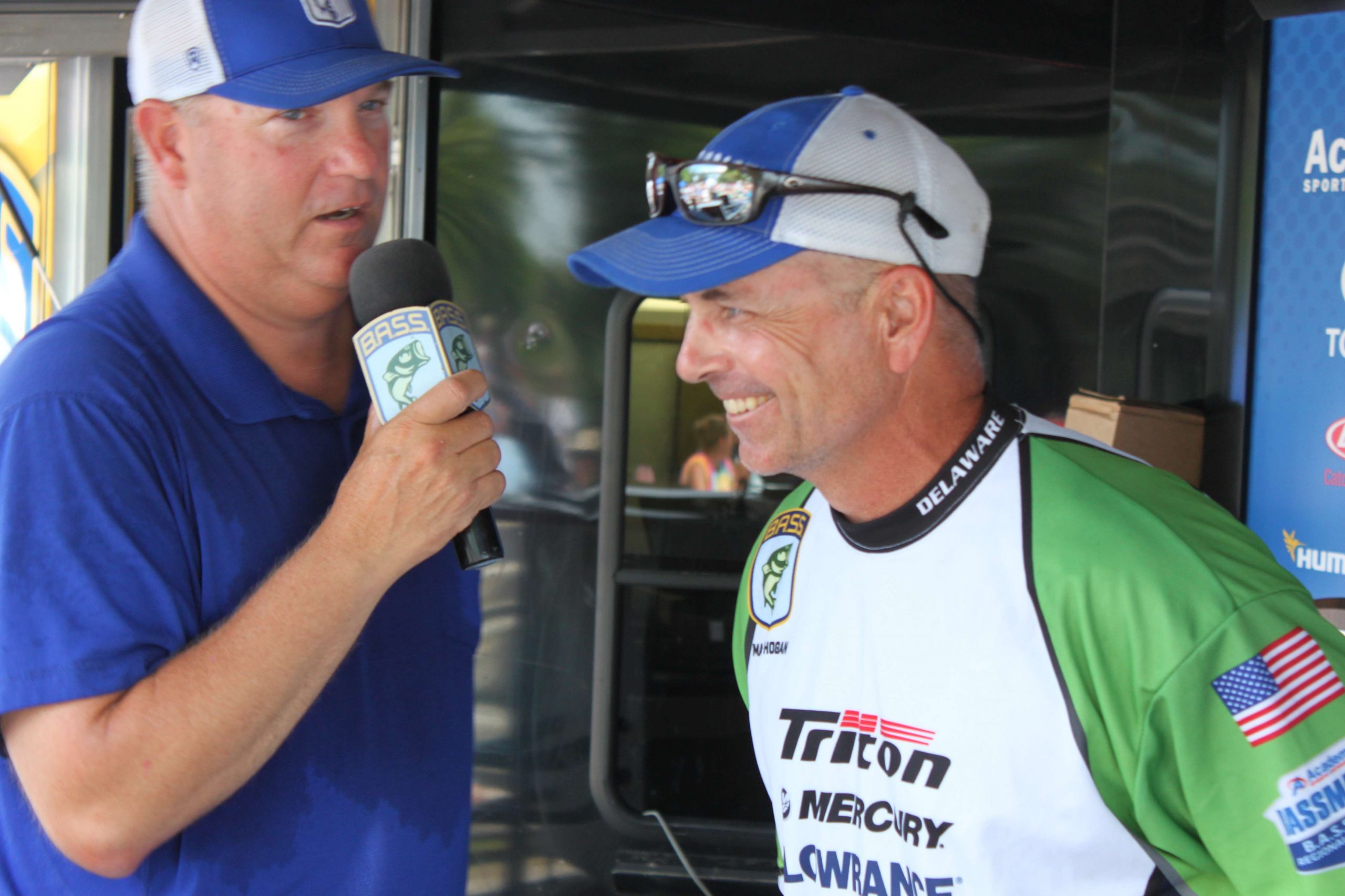 After weighing the bass for Big Bass honors, Hogan reacts when his catch is one ounce shy of the 5-5 bass caught a day earlier by Pennsylvaniaâs Brad Bressler.