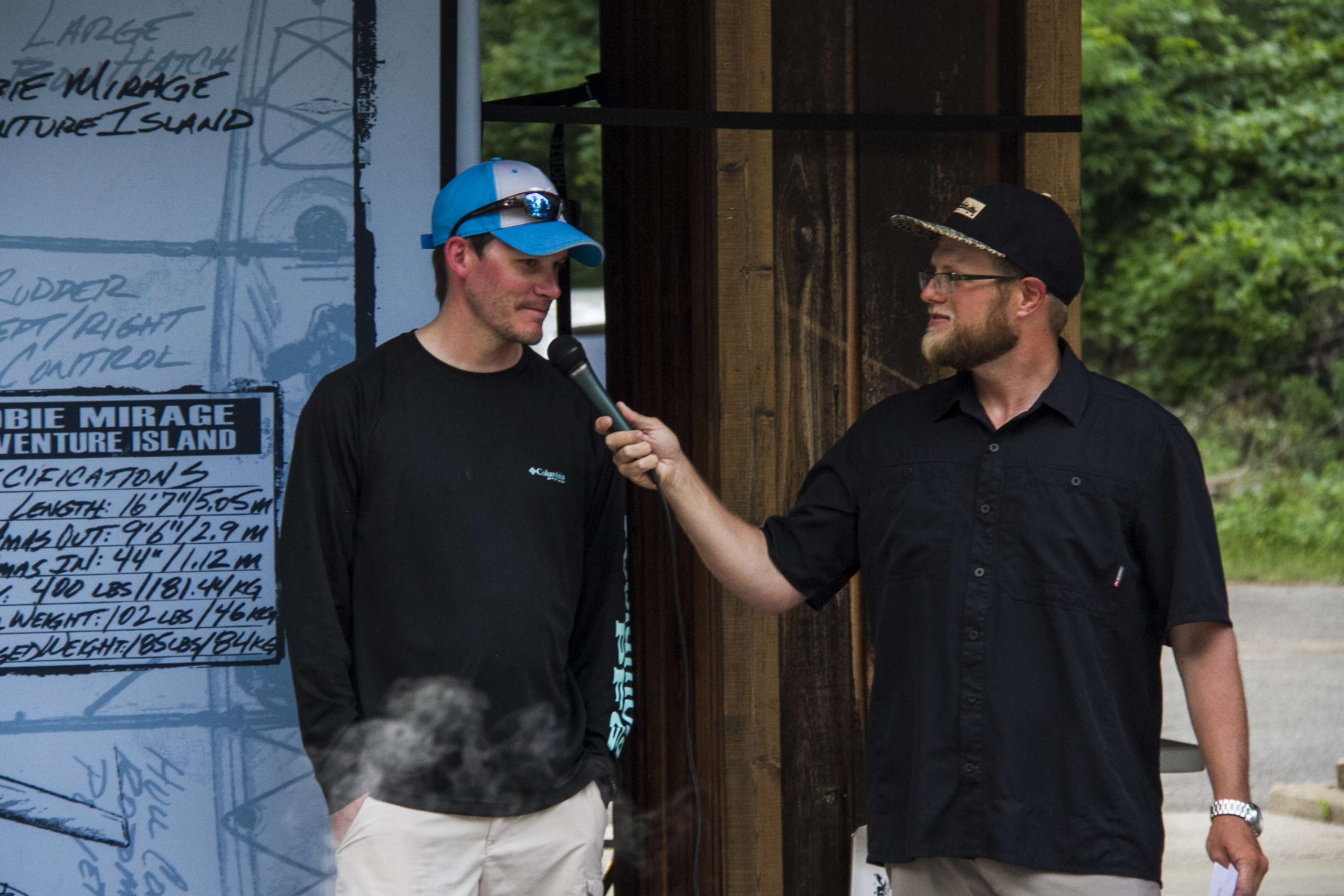 A.J. McWhorter interviews leader Tyson Peterson following Day One of the 2018 Hobie Bass Open. Peterson won the event in 2015, earning a trip to the Hobie World Championship.
