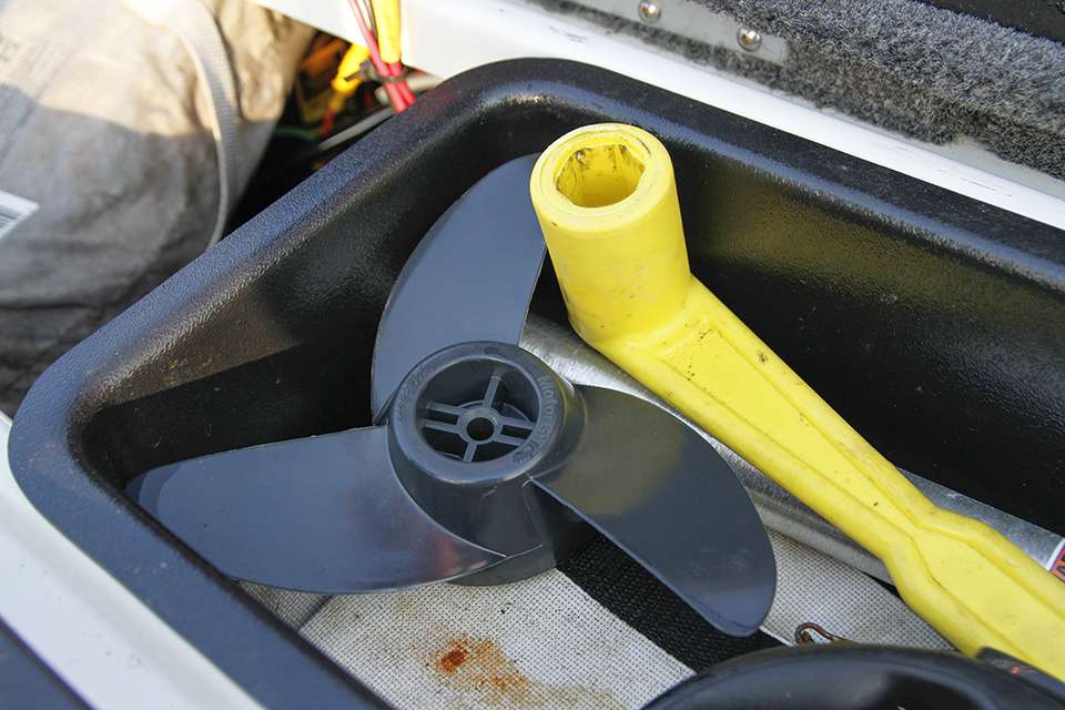 Like an extra trolling motor prop, a prop wrench for his outboard and other things.