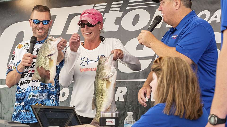 The husband and wife team of David and Margaret Luckett lead Day One with 16.96 (three fish limit).