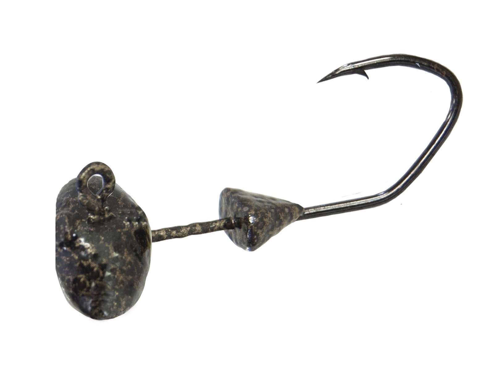 Ned Rig Pighead<br>	
Gene Larew	<br>
$5.99	<br>
The Larew Pighead is a flat-faced, football-shaped âweedlessâ jighead that brings a larger hook, the best-ever bait-holder design for plastics, and a quality cable guard to Ned Rigs and other finesse-fishing applications. The hook is a Mustad 1/0 black nickel Skipjack. Bait keepers are the innovative HoldTight system that keeps plastics snugly in place without Super Glue. The stainless cable guard is the finest of its kind in this jighead category. The Pigheadâs finish is Larewâs popular Copperhead powder coat. Sizes: 1/16-, 1/10- and 1/8-ounce. Four pack. 	