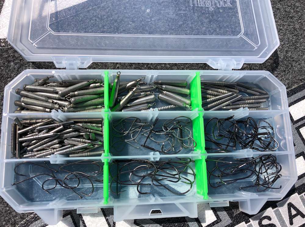 You never have to worry about small terminal tackle items like drop shot hooks and weights sliding underneath the Lure Lock dividers as they stay in place thanks to the ElasTak gel.  Brent Ehrler will keep this drop shot box in his boat all season long.