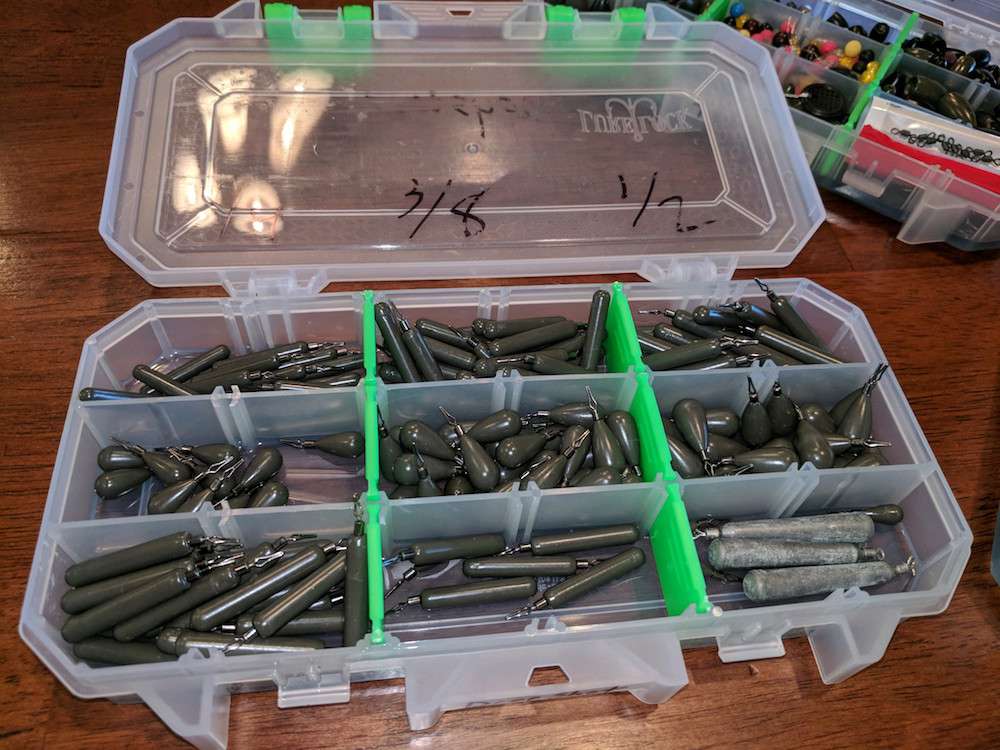 Seth Feider keeps his drop shot weights organized by style and size in a LL1 Lure Lock box.