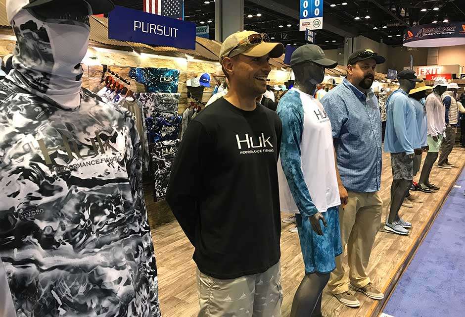 Whether you call them mannequins or dummies, Huk clothes them all. Thanks to Hukâs Chris Ellis (standing fourth from left, second from left person, for getting three of his guys to play along.) Now, guess which of the four to the right is a person. Thatâs right, the guy with the big floppy hat.