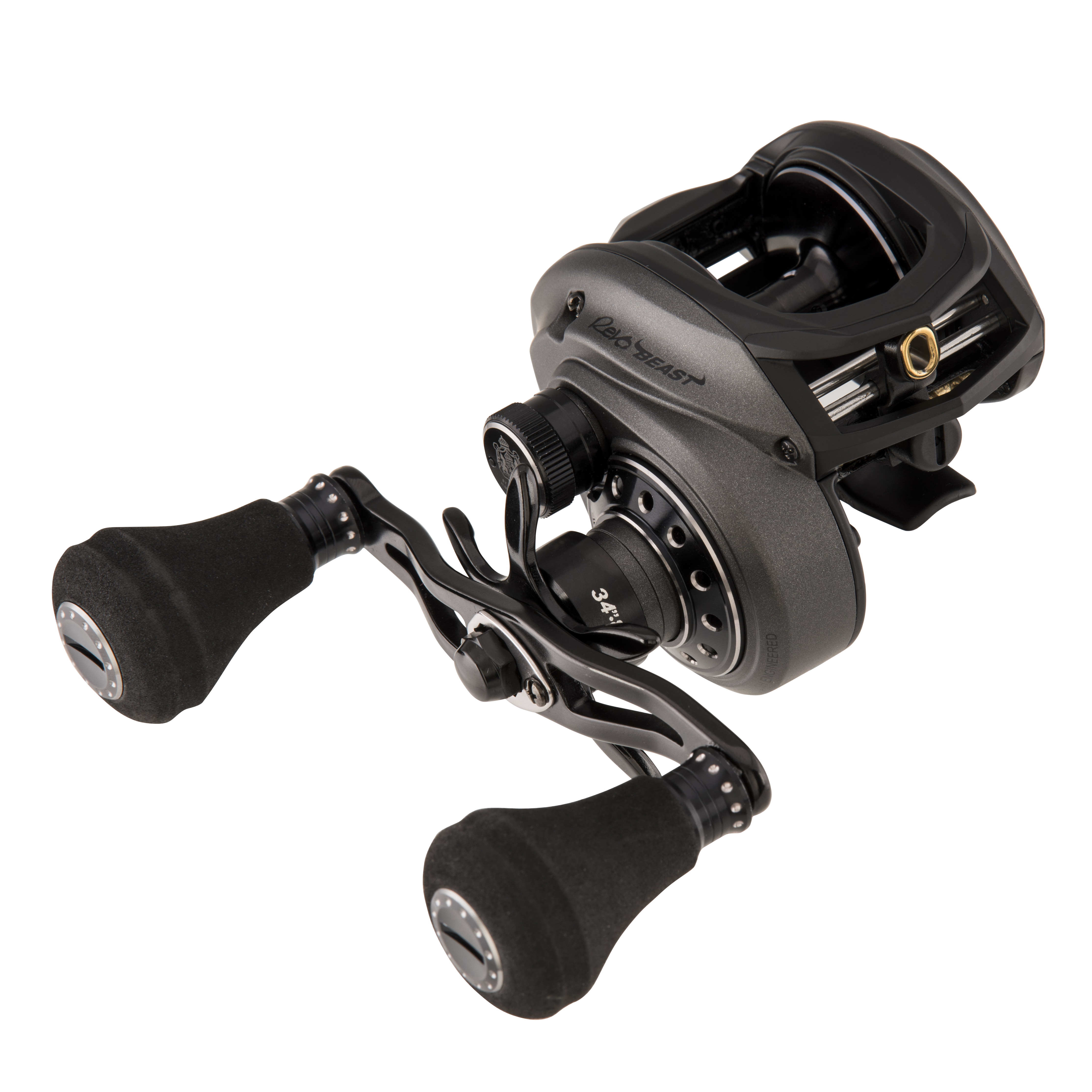 Revo Beast<br>
Abu Garcia<br>
$279<br>
For all heavy-duty applications, the Abu Garcia Revo Beast delivers high performance features specifically engineered for casting larger baits and fighting hard pulling fish. The Power Stack Carbon Matrix Drag System includes an additional carbon washer set to give you 30 pounds of drag pressure.											